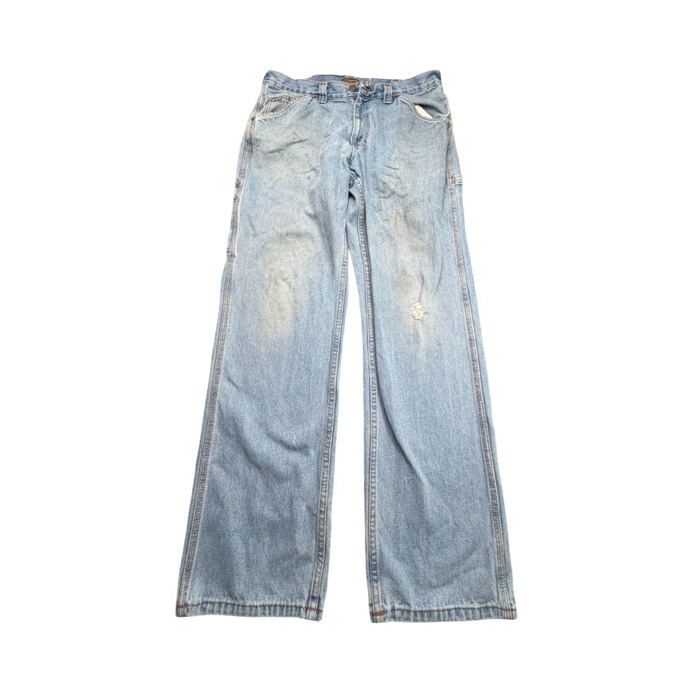 C.E. Schmidt Carpenter Jeans Men 32 Light Blue Workwear Distressed Utility Denim
